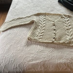 Hand knit cotton cardigan with cable stitching